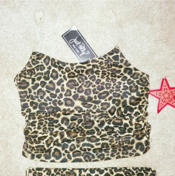 NWT Just Polly NY Leopard Print Skirt Set Sz Medium - Picture 3 of 7